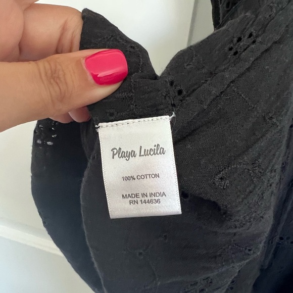 NEW Playa Lucila Black Eyelet Ruffle Tiered Mini Dress Cover-Up Boho Beachy S - Picture 11 of 13